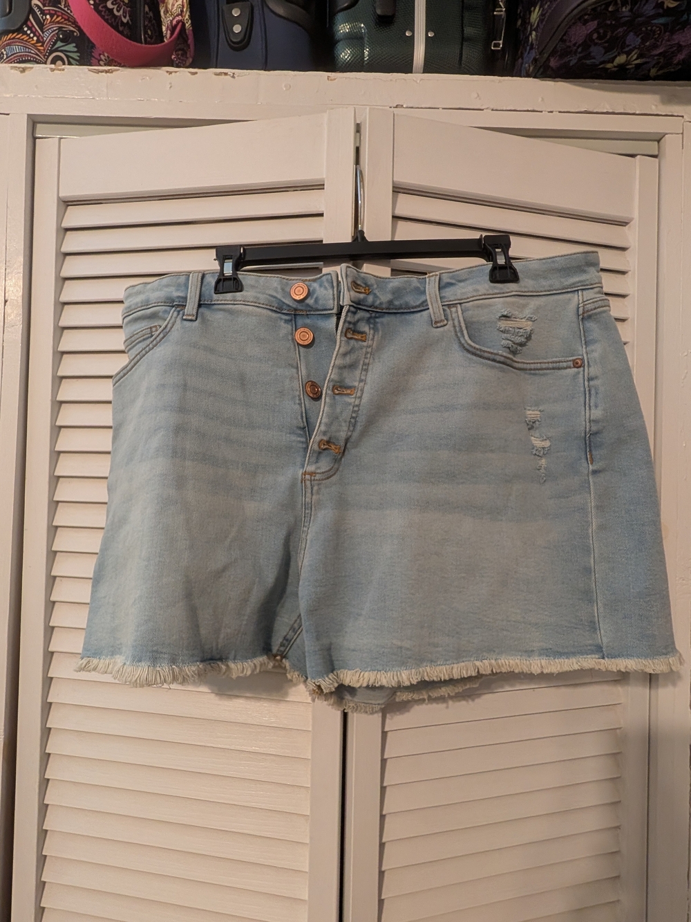 LC Lauren Conrad Light Blue Button-Front Denim Shorts